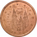 Испания 2 евроцента 2019 год - Кафедральный собор Сантьяго-де-Компостела