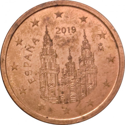 Испания 2 евроцента 2019 год - Кафедральный собор Сантьяго-де-Компостела