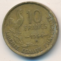 Франция 10 франков 1954 год