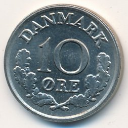 Дания 10 эре 1968 год