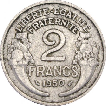 Франция 2 франка 1950 год (без отметки МД)