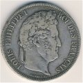 Франция 5 франков 1838 год (Отметка монетного двора: &quot;MA&quot; - Марсель)
