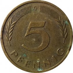 ФРГ 5 пфеннигов 1979 год - G