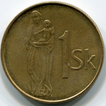 Словакия 1 крона 2005 год - Мадонна с младенцем