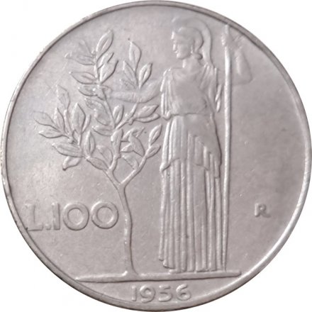 Италия 100 лир 1956 год - Минерва
