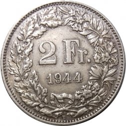 Швейцария 2 франка 1944 год
