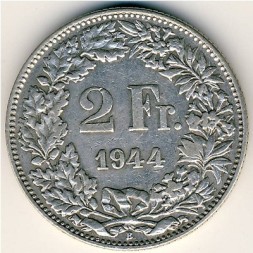 Швейцария 2 франка 1944 год