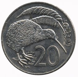 Новая Зеландия 20 центов 1989 год - Киви
