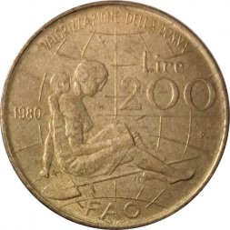 Италия 200 лир 1980 год - ФАО. Международный год женщины