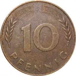 ФРГ 10 пфеннигов 1977 год (J)