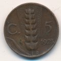 Италия 5 чентезимо 1923 год