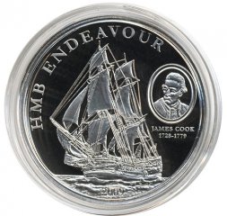 Острова Кука 1 доллар 2009 год - Корабль Индевор