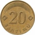 Латвия 20 сантимов 1992 год (никель-латунь, не магнитная)