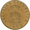 Латвия 20 сантимов 1992 год (никель-латунь, не магнитная)