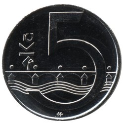 Монета Чехия 5 крон 2016 год - Мост на Влтаве