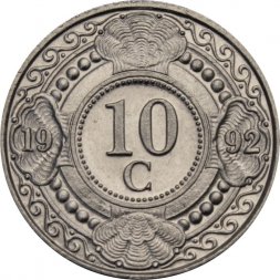 Антильские острова 10 центов 1992 год