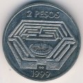 Аргентина 2 песо 1999 год - 100 лет со дня рождения Хорхе Луиса Борхеса