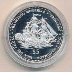 Монета Тувалу 5 долларов 1999 год