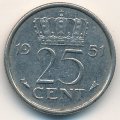 Нидерланды 25 центов 1951 год