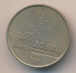 Норвегия 20 крон 2002 год - 200 лет со дня рождения Нильса Хенрика Абеля
