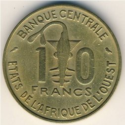 Западная Африка 10 франков 1969 год