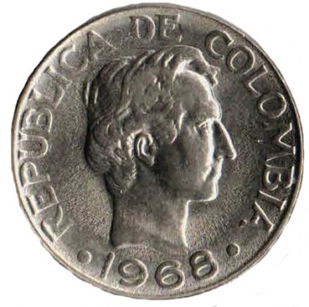 Колумбия 10 сентаво 1968 год