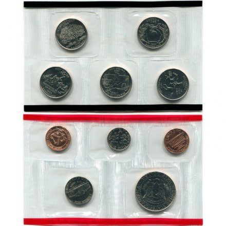 Годовой набор из 9 монет и жетона &quot;D&quot; США 1999 год (в конверте)