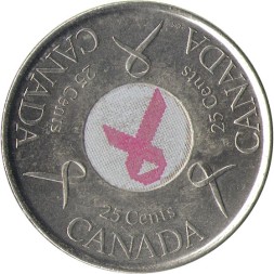 Канада 25 центов 2006 год - Борьба с раком молочной железы (цветная)