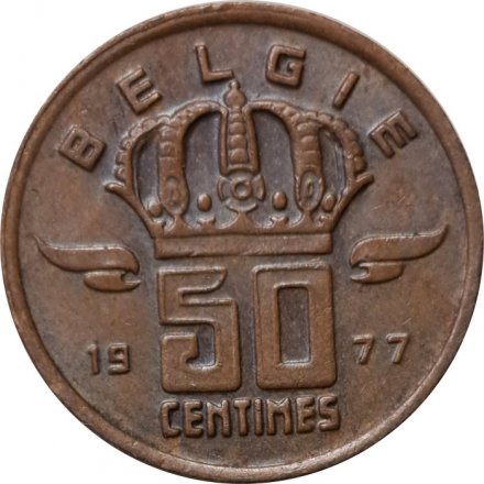 Бельгия 50 сантимов 1977 год BELGIE