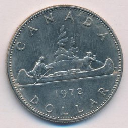 Канада 1 доллар 1972 год - Каноэ (медь-никель)
