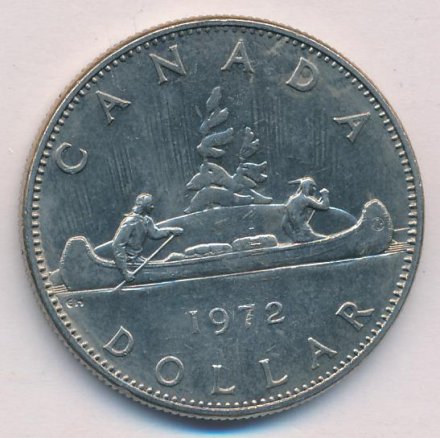 Канада 1 доллар 1972 год - Каноэ (медь-никель)