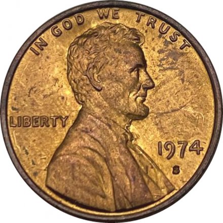 США 1 цент 1974 год - Авраам Линкольн (S) 