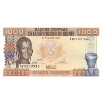Гвинея 1000 франков 1985 год - Герб Гвинеи. Работы в карьере UNC