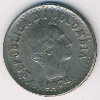 Колумбия 20 сентаво 1974 год