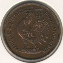 Монета Французская Экваториальная Африка 1 франк 1943 год