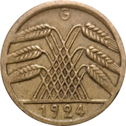 Веймарская республика 5 рентенпфеннигов 1924 год (G)