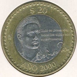 Мексика 20 песо 2000 год