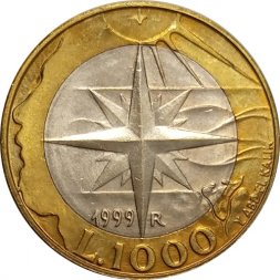Сан-Марино 1000 лир 1999 год - Роза ветров
