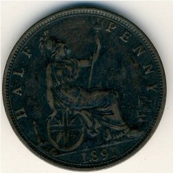 Великобритания 1/2 пенни 1891 год
