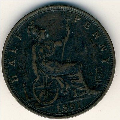 Великобритания 1/2 пенни 1891 год