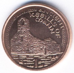 Монета Остров Мэн 1 пенни 2002 год - Руины древней часовни ("AA" на реверсе)
