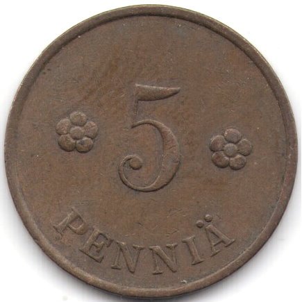 Финляндия 5 пенни 1937 год