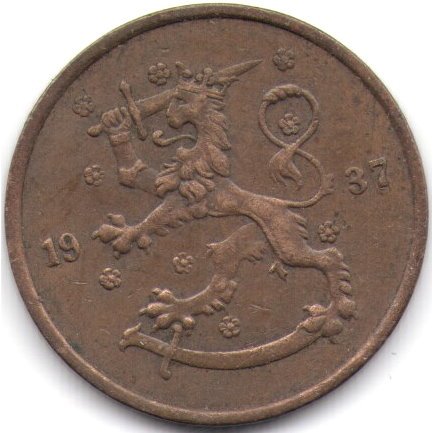 Финляндия 5 пенни 1937 год
