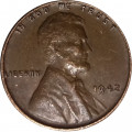 США 1 цент 1942 год - Wheat Penny, Линкольн (без отметки МД)