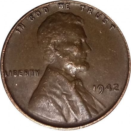США 1 цент 1942 год - Wheat Penny, Линкольн (без отметки МД)