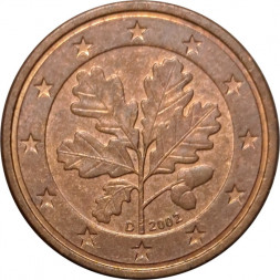 Германия 1 евроцент 2002 год (D)