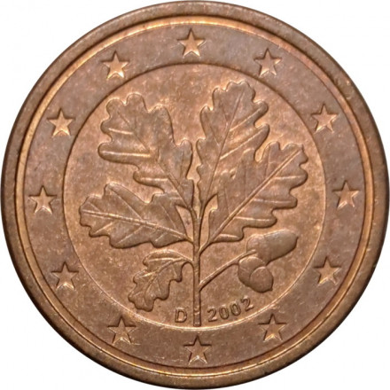 Германия 1 евроцент 2002 год (D)