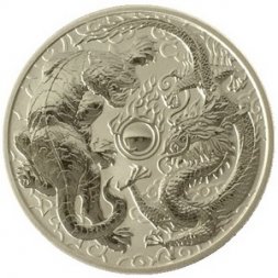 Австралия 1 доллар 2018 год - Дракон и Тигр