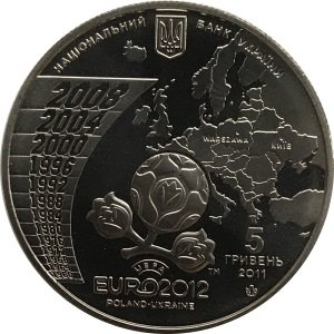 Украина 5 гривен 2011 год - Чемпионат Европы по футболу