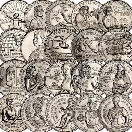 Набор из 20 монет 25 центов США 2022-2025 года серии &quot;Американские женщины&quot;